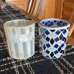 Yankee Candle Mosaic Holders - Navy and Cream